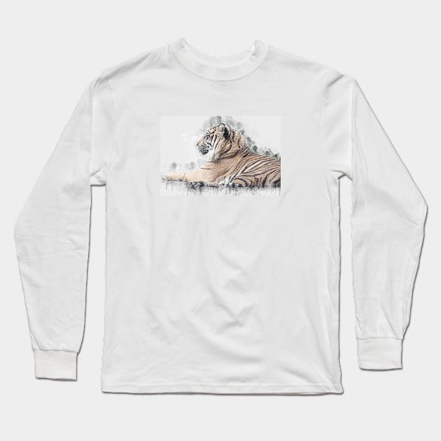 Tiger Wild Animal Safari Africa Feline Jungle_ Long Sleeve T-Shirt by Cubebox